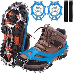 WIN.MAX Crampons for Shoes, Traction Cleats Ice Snow Grips with 19 Stainless Steel Spikes, Shoe Talons Anti - Slip Boots Spikes for Walking, Jogging, Climbing and Hiking (Blue, XL)