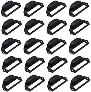 LepoHome 20 Pieces 82x40mm Black Card Holder Drawer Pull/Label Frames Card/Tag Pull/Cabinet Frame Handle/File Name Card Holder for Office Furniture Cupboard Cabinet Drawer Box Case Hardware