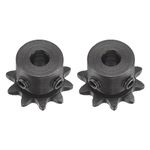 uxcell #25 Chain Roller Sprocket, 6mm Bore 1/4" Pitch 10 Tooth Single Strand Chain Sprocket, C45 Carbon Steel 25 Roller Chain Sprocket with Set Screws for ISO 04C Chain, 2Pcs