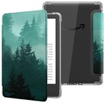 MoKo Case for 6" Kindle (11th Generation-2024/2022 Release), Ultra Clear Soft Flexible Transparent TPU Back Cover Light Shell with Auto Wake/Sleep for Kindle 11th Generation 2024, Green Forest