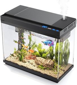 Vehipa Fish Tank, 2.4 Gallon Fish Aquarium, Fish Tank Starter kit with Smart Humidifier, Temperature Display, 7-Color Lighting, 3 in 1 Quiet Pump with Filteration & Oxygenation & Circulation