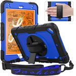 Timecity for iPad Mini 5 Case, iPad Mini 4 Case Cover with Screen Protector, 360 Rotating Kickstand, Shoulder & Hand Strap, Pencil Holder, for iPad Mini 5th Generation Case kids 7.9 Inch, Blue