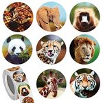 Abeillo 500 Pcs Zoo Animals Stickers for Kids Age 2-5, 1 Inch Round Wild Animal Stickers for Kids Learning Animals, Classroom Home Rewards Stickers