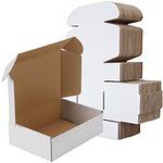 RLAVBL 254x178x77 mm (10x7x3 in) Shipping Boxes Set of 25, White Corrugated Cardboard Box for Packing, Mailing, Business