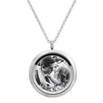 Floating Photo Locket Engraving Pendant Necklace Clear Crystal Personalized Text Message Name Picture To Wife Nana Sister Memorial Sweet 16 Birthday Valentines Mother's Day Gift