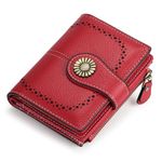 SENDEFN Small Womens Wallet Leather Bifold Card Holder RFID Blocking with Zipper Coin Pocket