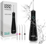 Voom Sonic Water Flosser (Black) | Includes 4-Tip Portable Water Teeth Cleaner Picks, Rechargeable Water Dental Picks for Cleaning w/ 3 Speeds, Waterproof Dental Flosser