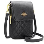 HNOOM Crossbody Phone Bag Women Soft Genuine Leather Phone Bag Small Cellphone Crossbody Shoulder Bag Purse Wallet Multi Compartment Phone Purse Bag with Shoulder Strap (A-Black)