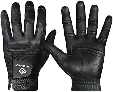 Men's StableGrip with NaturalFit 2.0 Golf Glove with Dual Expansion Thumb for Best Fit - Premium Cabretta Leather… (Black, Large, Right)