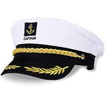 NETUME Sailor Captains Hat, Sailors Hat for Adults Captain Cap Sailor Costume Accessories, Adult Party Hats Navy Hat Captain Costume Sailors Outfit Men for Sea Yacht Parties and Cosplay (White)