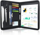 Portfolio Business for Men 10" x 13.5" Padfolio Folder with Zipper, Faux Leather Portfolio for Resume, Documents, Phone, Tablet, Business Supplies and Cards Notebook Organizer with 8.3" x 11.5"Notepad