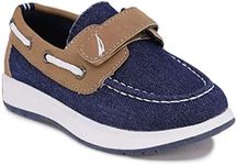 Nautica Kids Boys Loafers Casual One Strap Boat Shoes - (Toddler/Little Kid), Teton-denim Tan, 12 Little Kid