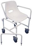 Aidapt Charing Mobile Shower Chair Wheeled Fixed Height,2 Braked Castors at Rear,Push Handle for Carer Easy Side Transfer Elderly,Disabled,Pregnancy SUPPLIED ASSEMBLED NO TOOLS REQUIRED