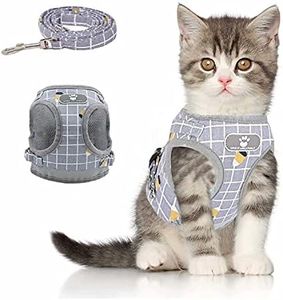 iZiv Cat Harness Leash Set for Walking Escape Proof Soft Mesh Harness Adjustable Kitten Harness with Reflective Strips Step-in Comfortable Outdoor Vest Harness