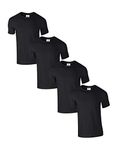 Pack of 4 Premium Crew Neck T-Shirt Plain Regular Fit Short Sleeve 100% Cotton 180gsm S Black