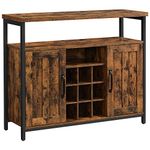 VASAGLE Storage Cabinet, Sideboard and Buffet Table with Wine Holder, 2-Door Cupboard for Dining Room, Living Room, Kitchen, 100 x 35 x 81.4 cm, Industrial, Rustic Brown and Black LSC094B01