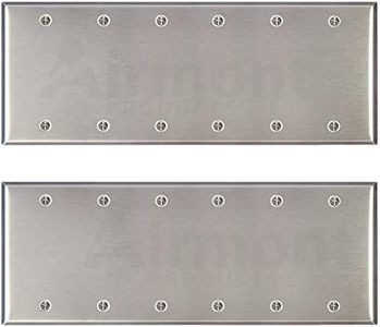 (Pack of 2) Stainless Steel Blank Wall Plates, 6 Gang Standard Size 4.50'' x 11.75'' Corrosion and Heat Resistant, Silver Metal, Cover Unused Electrical Sockets or Switch Holes