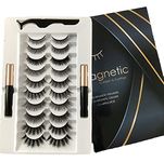 Updated 3D Magnetic Eyelashes Kit, with 2 Tubes of Magnetic Eyeliner Nature Look & Reusable Magnetic Lashes False Lashes (10 Pairs)