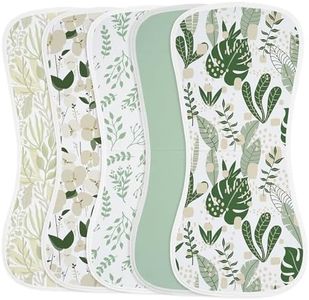 Yoofoss Baby Burp Cloths 100% Organic Cotton 5 Pack Burping Cloths for Babies Boys Girls Large 21''X10'' Extra Soft and Absorbent Leaf