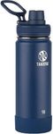 Takeya Actives Water Bottle with Spout Lid - Bottle with Double Stainless Steel Insulation - Dishwasher Safe & BPA-Free - Bottle with Spout Lid & Removable Bumper - 18 oz, Midnight Blue