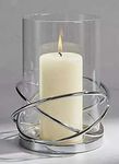 Decorative Silver Circular Lantern Hurricane Candle Holder Metal Frame for Pillar Candle Height : 16cm.