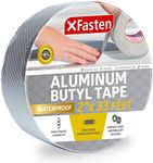 XFasten Super Waterproof Aluminum Butyl Tape, 2-Inch x 33-Foot, Aluminum Foil Tape with Butyl Rubber Adhesive for Window and Metal Roof Flashing, Patching and Gutter Leak Repair