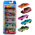 Hot Wheels Set of 5 Toy Cars (Assorted Styles, One Random Set), Extreme Race, Toy Vehicles in 1:64 Scale with Realistic Details and Decos, Collectible Cars for Kids Ages 3 and Up, 01806