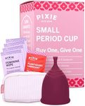 Pixie Menstrual Cup - No Metals or Toxins - 100% Medical-Grade Silicone - Ranked 1 for The Most Soft Reusable Period Cup - Wear 12 Hours - Tampon Alternative - Buy One We Give One (Small)