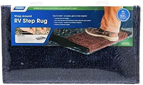 Camco 42937 RV Step Rug (Premium Wrap Around, Turf Material (22" x 20") - Blue)
