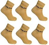 VDangi: Police Socks For Men Women Khaki Ankel Length Cotton Spandex Versatile Comfort Beige Socks Pack Of 6 Pairs