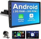 Binize Android System Car Stereo 10 Inch Single Din with Wireless Carplay&Wireless Android Auto, 2+32G,GPS Navigation Receiver,Bluetooth,FM,Dual USB,Mirror Link,Support Backup Camera