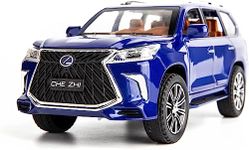 ARNIYAVALA 1/24 Lexus 570 Off-Road in Luxury SUV Model Car, Zinc Alloy Pull Back Big Toy car with Sound and Light for Kids Boy Girl Gift(Blue)