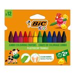 BIC Kids Plastidecor Colouring Crayons - Cardboard Wallet of 12 - Assorted Colours - Ideal For Small Kids