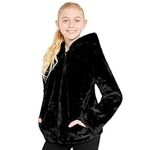 Girls Coat - Fluffy Hooded Zip Up Coat for Kids and Teenagers - Sizes 7-14 Years Cosy Stylish Winter Coat Outwear - Gifts for Girls (Black, 11-12 Years)