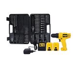 DEWALT DCD700D2A 12V, 10mm XR Li ion Cordless Drill Driver with 2x2.0 Ah Batteries + 109 Pieces Accessory Kit