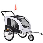 Aosom Dog Bike Trailer 2-in-1 Pet Stroller Cart Bicycle Wagon Cargo Carrier Attachment for Travel with Suspension, Hitch, Storage Pockets, White