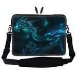 Meffort Inc 17 17.3 inch Laptop Sleeve Bag Carrying Case with Hidden Handle and Adjustable Shoulder Strap - Blue Dragon Design