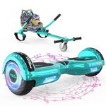 MEGA MOTION Hoverboard Go Kart, Hoverboards with Hoverkart for kids, 6.5 Inch Two-Wheel Self Balancing Hoverboard with Bluetooth Speaker, with LED Lights, Gift for Children and Teenager