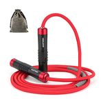 Weighted Jump Rope - Premium Heavy Jump Ropes with Adjustable Extra Thick Cable, Aluminum Silicone Grips Handles, High-Speed Ball Bearings Professional Skipping Rope for Crossfit MMA Cardio & Workouts