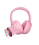 BuddyPhones Cosmos Fun, Foldable ANC Bluetooth Headphones with Microphone, SafeAudio Volume-Limiting Options 75/85/94dB, Works Wired or Wireless, for Toddlers to Young Adults by Onanoff (Pink)