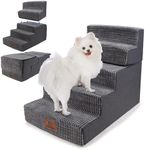 Dog Steps for high Bed and Couch - Pet Stairs for Small/Medium Dogs and Old Cats, Foldable Dog Stairs 5 Step with CertiPUR-US Certified Foam, Non-Slip Bottom, Washable by Sytopia, Grey, 2/3/5 Steps