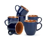 Shay Ceramic Coffee Mug Set, Set of 6, 300ml, Midnight Blue | Medium Mug | Glossy Finish | Stoneware Coffee Cup Set | Ceramic Cup | Microwave Safe (Midnight Blue Milk Mug, Set of 6)