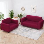 Story@Home Sofa Cover 3+2 Seater | Elastic Sofa Cover | Polyester | (Wine Red) Durable and Stylish Sofa Cover Set | Criss Cross Design Sofa Cover, Anti-Slip Sofa Cover for Living Room