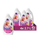 Surf Tropical Lily Laundry Washing Liquid with a joy-infused fragrance with natural essential oils lasting up to 12 hours in wear Detergent for brilliantly clean results 400 washes (4x 2.7 L)