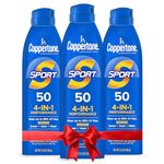 Coppertone SPORT Continuous Sunscreen Spray Broad Spectrum SPF 50 Multipack (5.5 Ounce Bottle, Pack of 3) (Packaging May Vary)