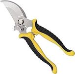 Moppro Garden Shears, Secateurs & Pruning Scissors of Garden Tools, Mitre Shears, Florist Scissors, Snips, Trimmer, Clippers with Locking Handle, Gardening Gifts for Men (Yellow)