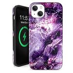 Velvet Caviar Case Compatible with iPhone 15 Plus Purple Marble [10ft Drop Tested] Compatible with MagSafe - Protective Microfiber Lining