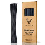 1st Deer Fibre Reed Sticks – 100 pcs Black Reed Diffuser Sticks for Essential Oil Aroma Refill, Spa, Fragrance, Aromatherapy (24 cm x 3 mm)