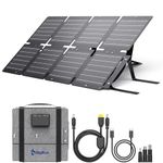 BigBlue 60W Foldable Solar Charger, Portable ETFE Solar Panel QC3.0+PD45W+22.2V DC Output【IP68 Waterproof& Angle Stand】 for Power Emergency Camping, Compatible with Smartphone Tablet Power Station