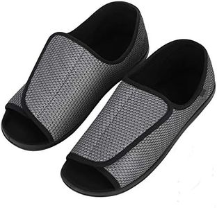 Hommes Chaussons Diabétiques Chaussure Orthopédique Réglable Pantoufles Intérieur Confortable Sandales Pied Large Chausson Fermeture Scratch pour Personne Âgée Pieds Gonflés Arthrite Oedème Swollen